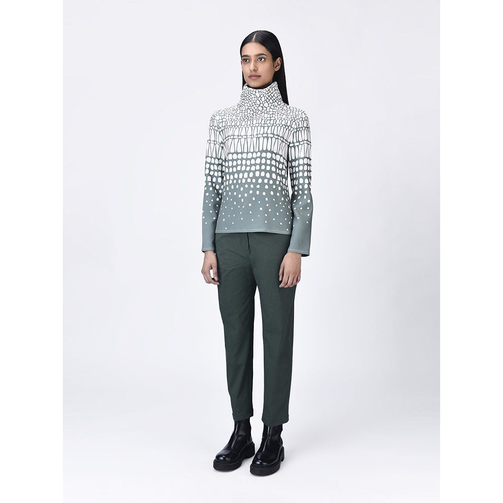 Genes Lecoanet Hemant Women High Neck Grey Printed Top