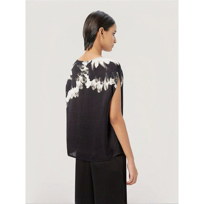Genes Lecoanet Hemant Women Black Boat Neck Printed Top