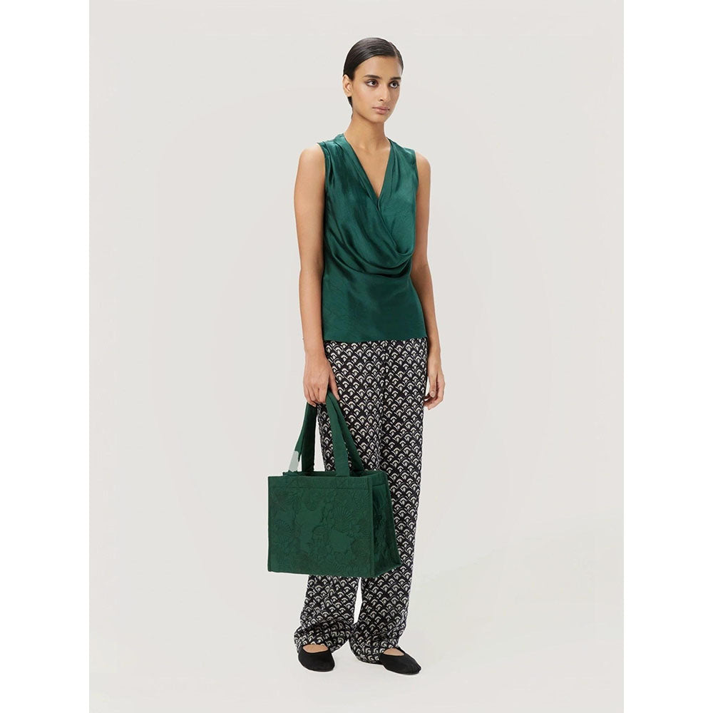 Genes Lecoanet Hemant Women Navy Blue Drawstring Printed Pant