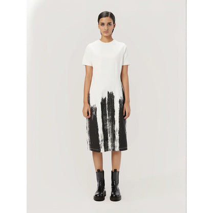 Genes Lecoanet Hemant Women's White Printed Midi Length Dress
