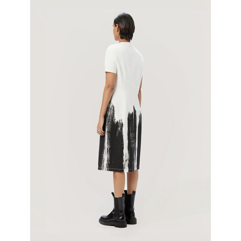 Genes Lecoanet Hemant Women's White Printed Midi Length Dress