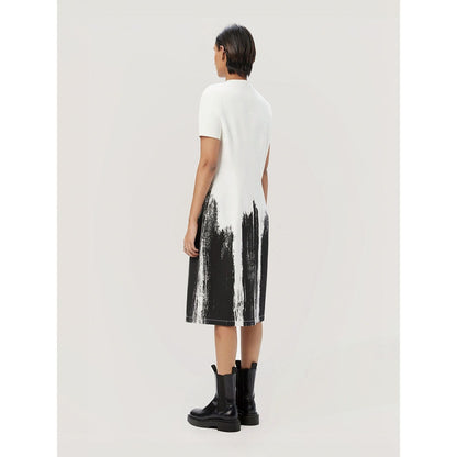 Genes Lecoanet Hemant Women's White Printed Midi Length Dress