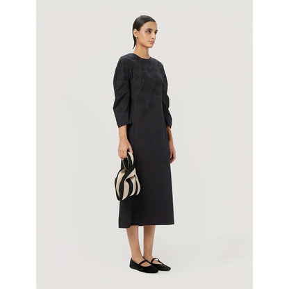 Genes Lecoanet Hemant Women's Black Sequined Midi Length Dress
