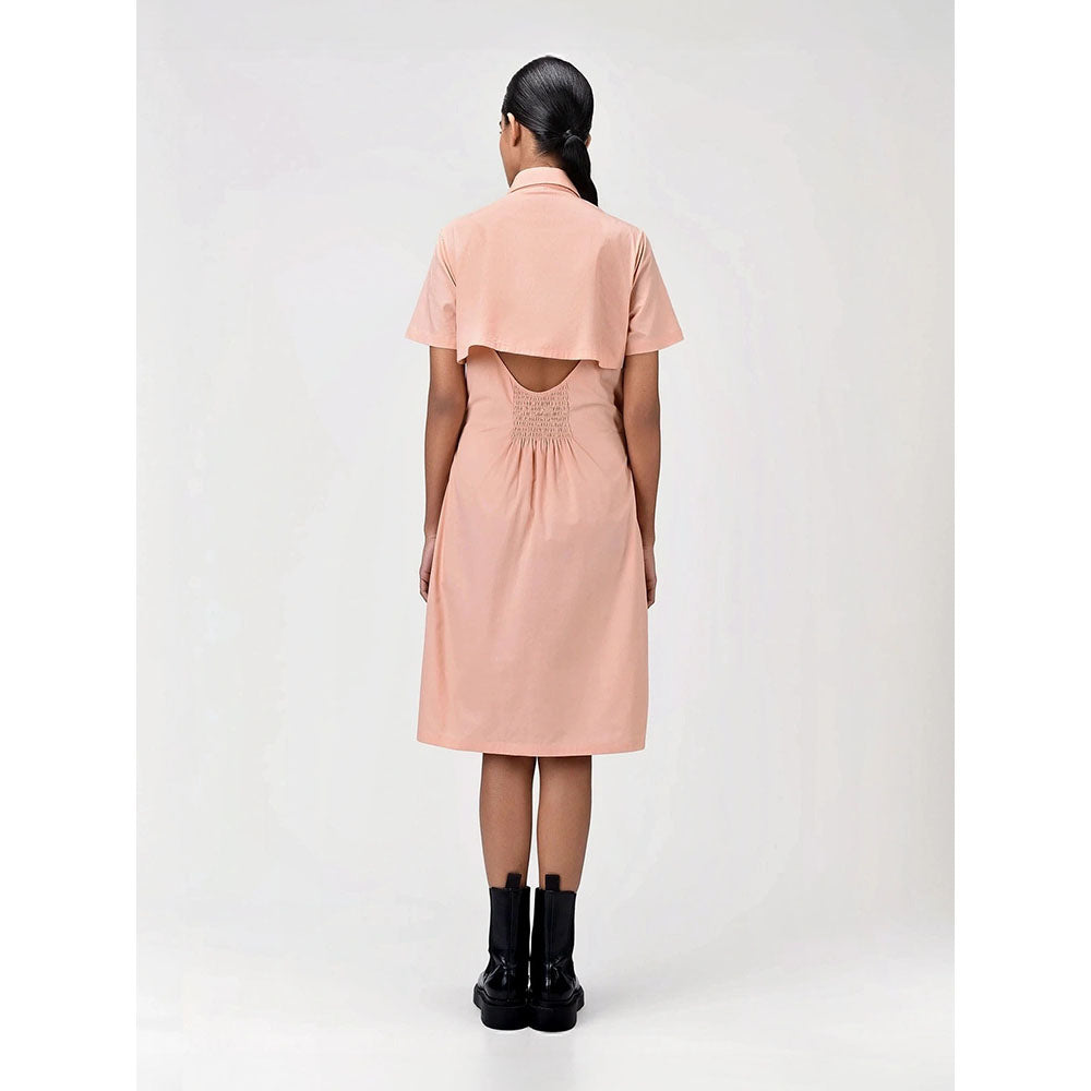 Genes Lecoanet Hemant Women's Peach Solid Knee Length Dress