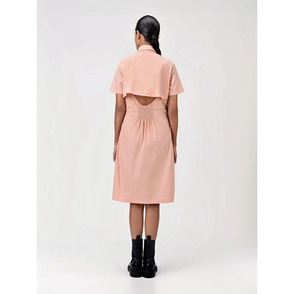 Genes Lecoanet Hemant Women's Peach Solid Knee Length Dress
