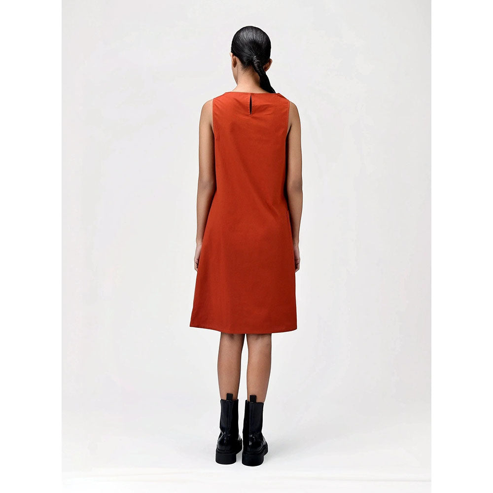Genes Lecoanet Hemant Women's Orange Solid Knee Length Dress
