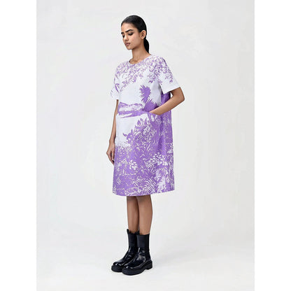 Genes Lecoanet Hemant Women's White Printed Knee Length Dress