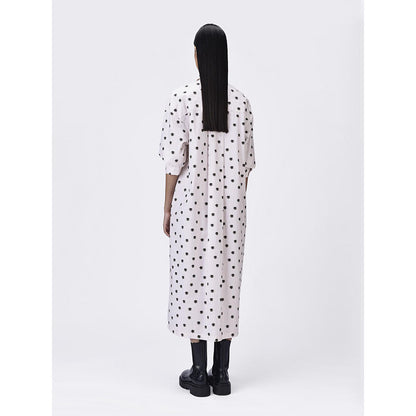 Genes Lecoanet Hemant Women's Button Closure White A-Line Dress