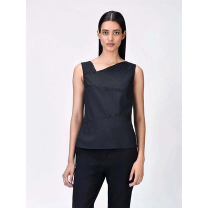 Genes Lecoanet Hemant Women's Embellished Solid Sleeveless Regular Fitted Top
