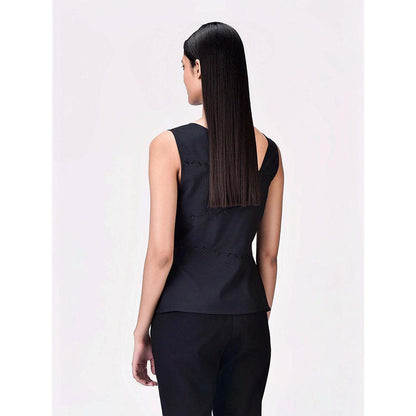 Genes Lecoanet Hemant Women's Embellished Solid Sleeveless Regular Fitted Top