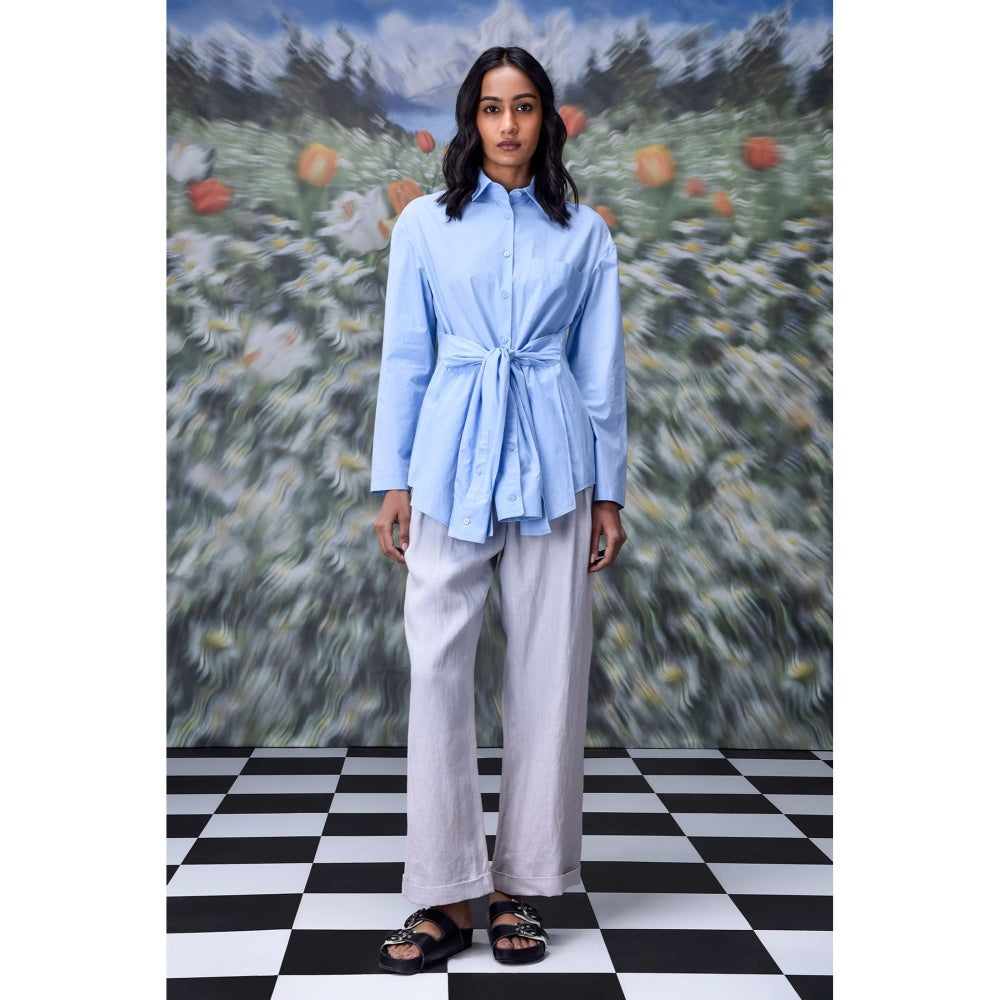 Genes Lecoanet Hemant Deconstructed Solid Shirt Light Blue