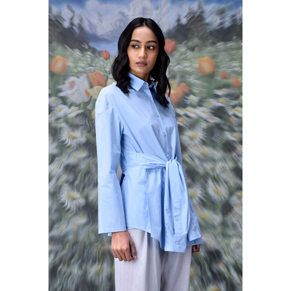 Genes Lecoanet Hemant Deconstructed Solid Shirt Light Blue