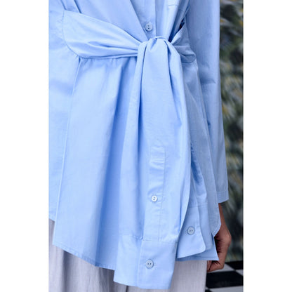 Genes Lecoanet Hemant Deconstructed Solid Shirt Light Blue