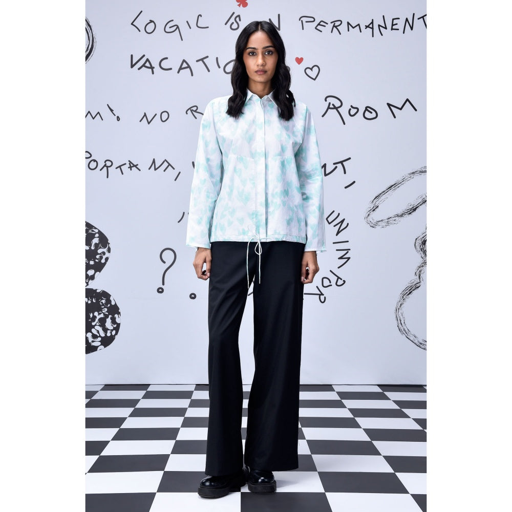 Genes Lecoanet Hemant Womens Heart Print Shirt Nile Green