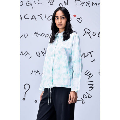 Genes Lecoanet Hemant Womens Heart Print Shirt Nile Green