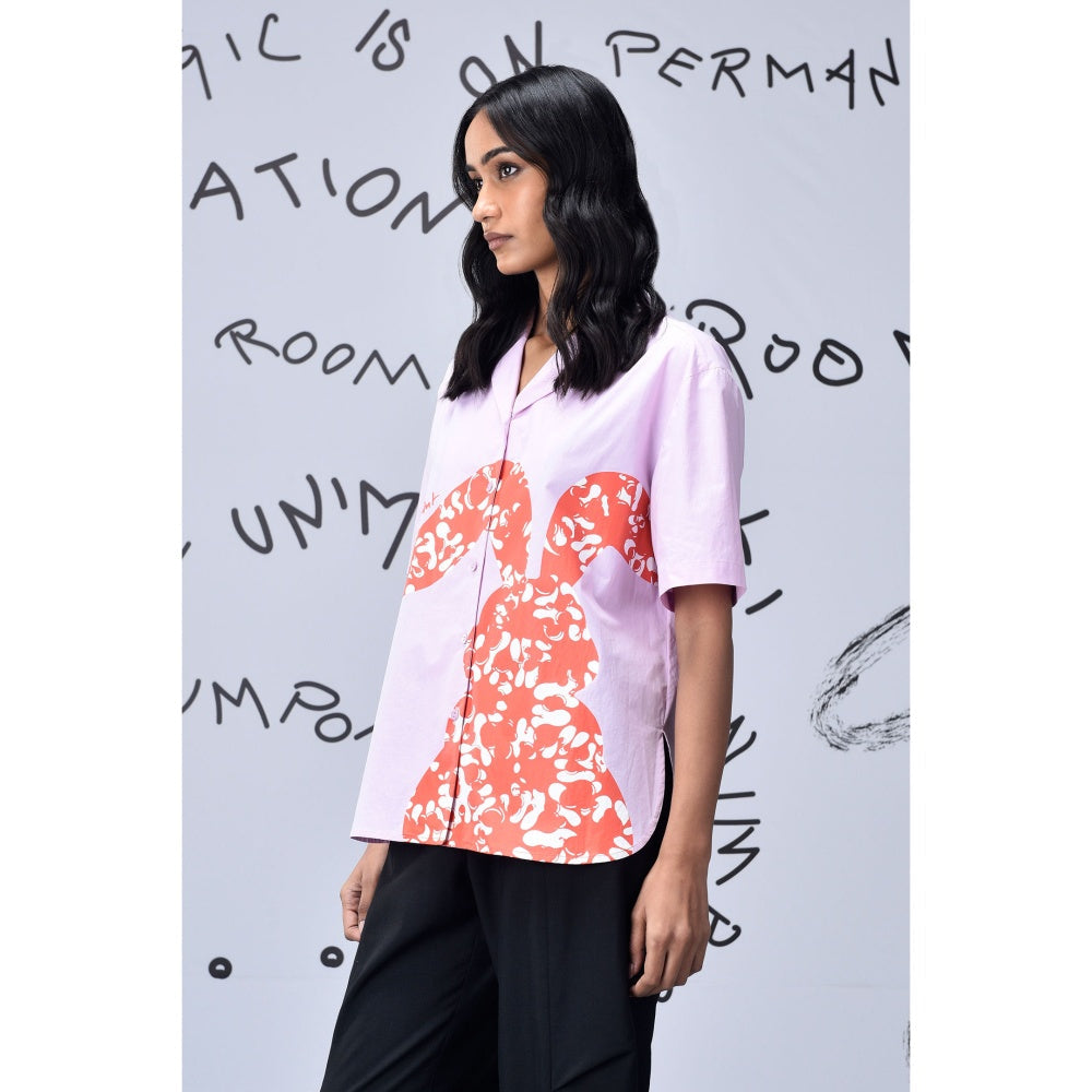 Genes Lecoanet Hemant Scribble Rabbit Cuban Shirt Smoothie Pink