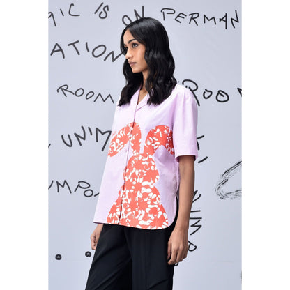 Genes Lecoanet Hemant Scribble Rabbit Cuban Shirt Smoothie Pink