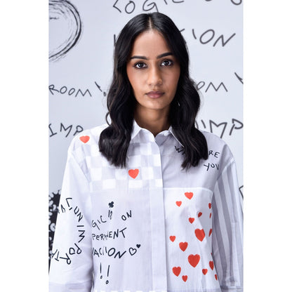 Genes Lecoanet Hemant Women'S Chess Board Printed Shirt Pearl Grey