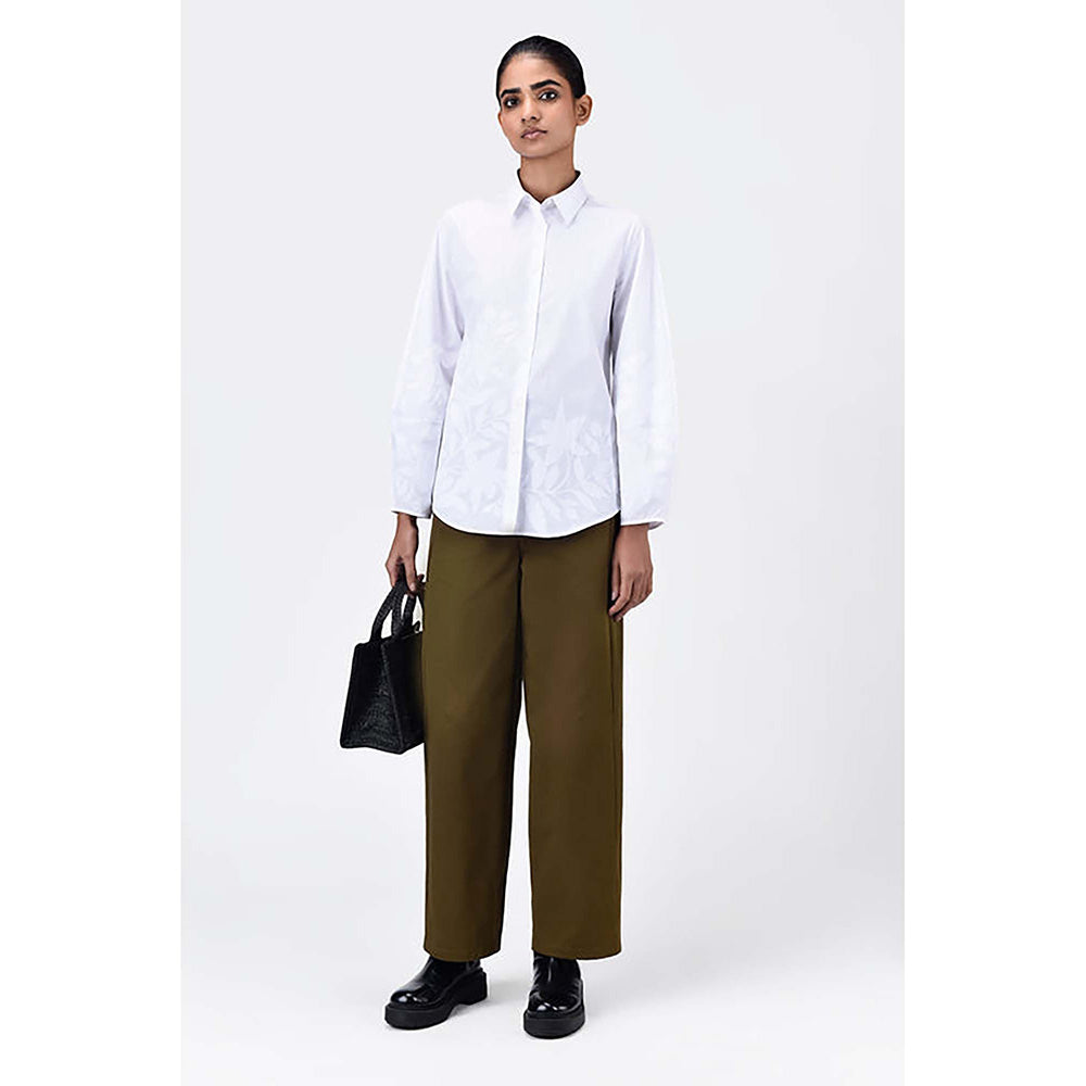 Genes Lecoanet Hemant Regular Fit Shirt With Tropical Tonal Applique
