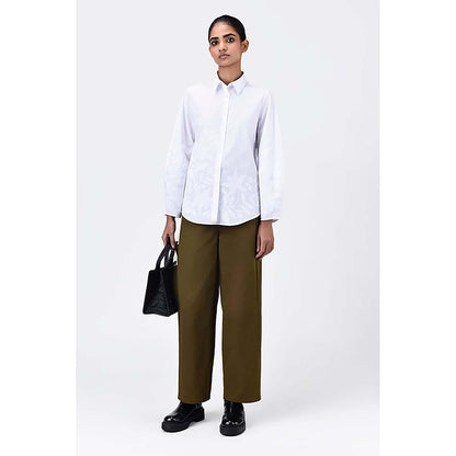 Genes Lecoanet Hemant Regular Fit Shirt With Tropical Tonal Applique