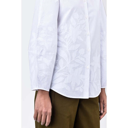 Genes Lecoanet Hemant Regular Fit Shirt With Tropical Tonal Applique