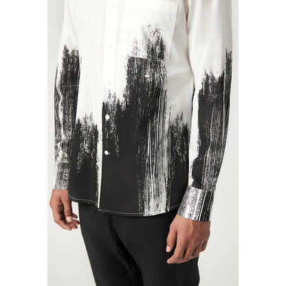 Genes Lecoanet Hemant Classic Fit Button-Up Shirt With Brush Stroke Print Placement