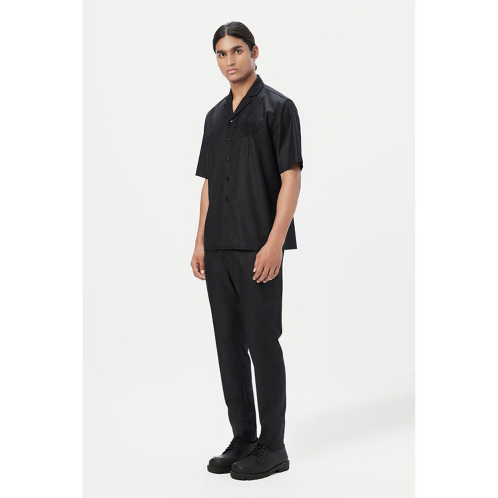 Genes Lecoanet Hemant Relaxed Fit Half Sleeve Shirt With Beads Embroidery