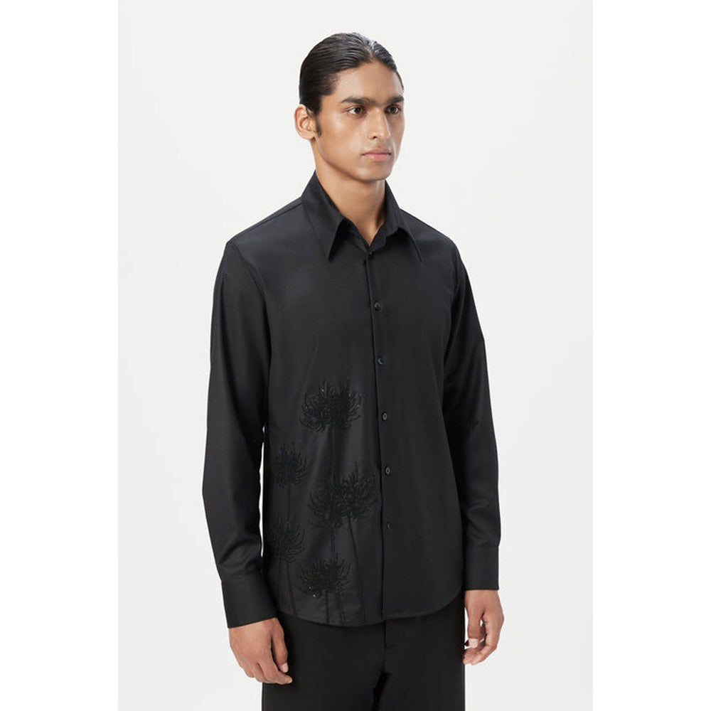 Genes Lecoanet Hemant Regular Fit Button-Up Shirt With Beads Embroidery Placement