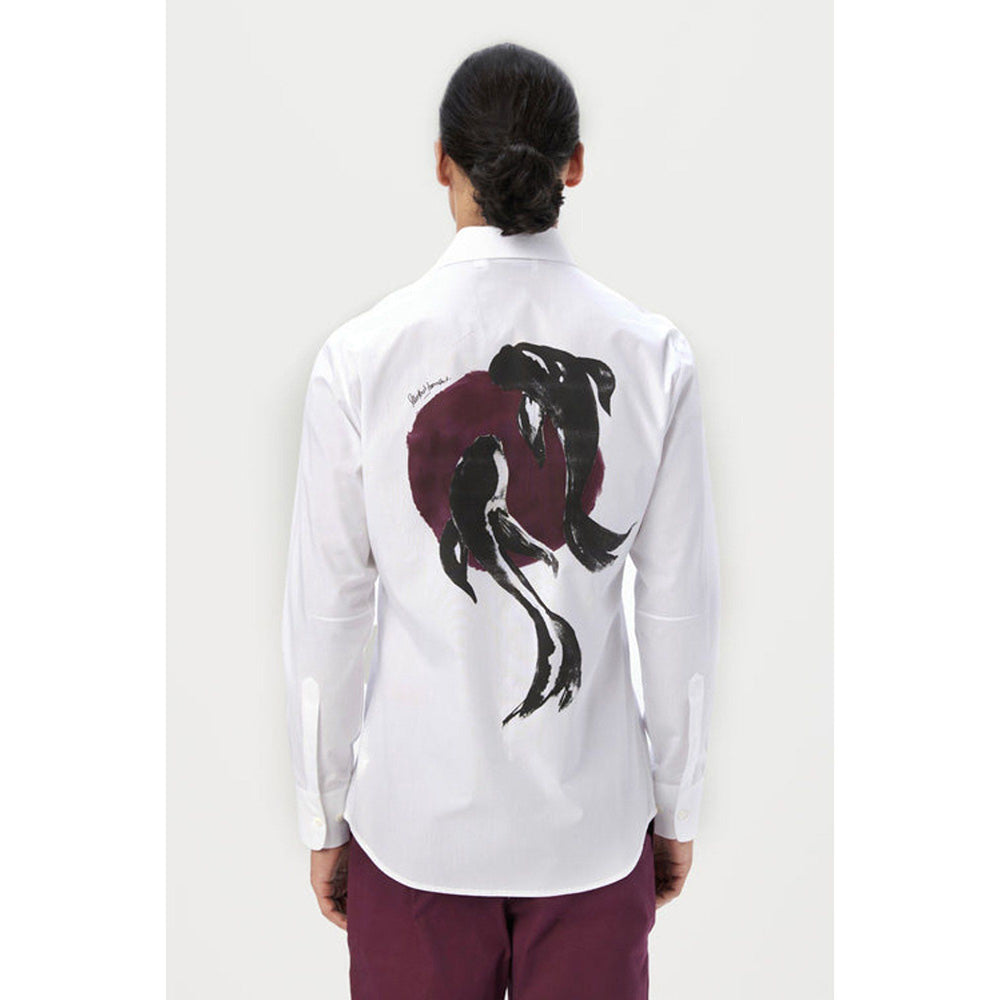 Genes Lecoanet Hemant Regular Fit Button Up Shirt With Fish Print