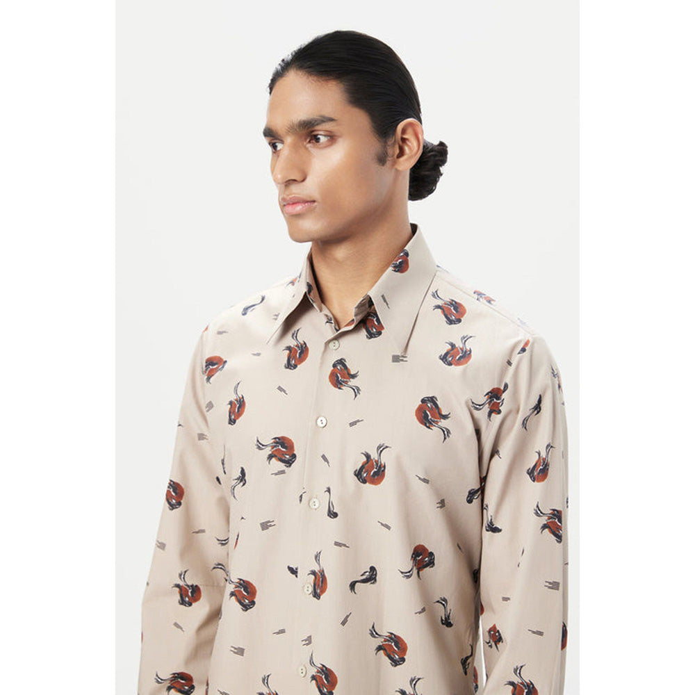 Genes Lecoanet Hemant Regular Fit Button-Up Shirt In An All-Over Fish Print