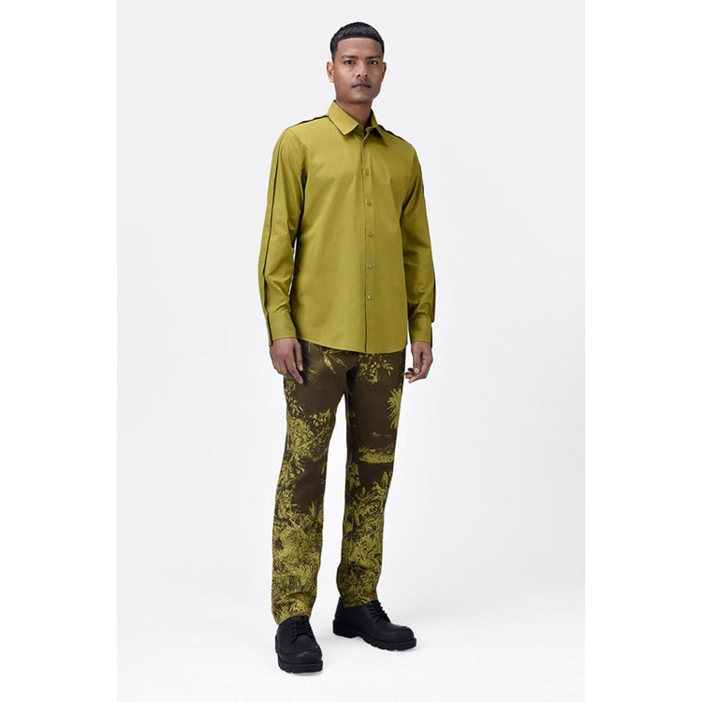 Genes Lecoanet Hemant Regular Fit Mens Solid Button-Up Shirt Bright Olive