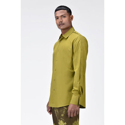 Genes Lecoanet Hemant Regular Fit Mens Solid Button-Up Shirt Bright Olive