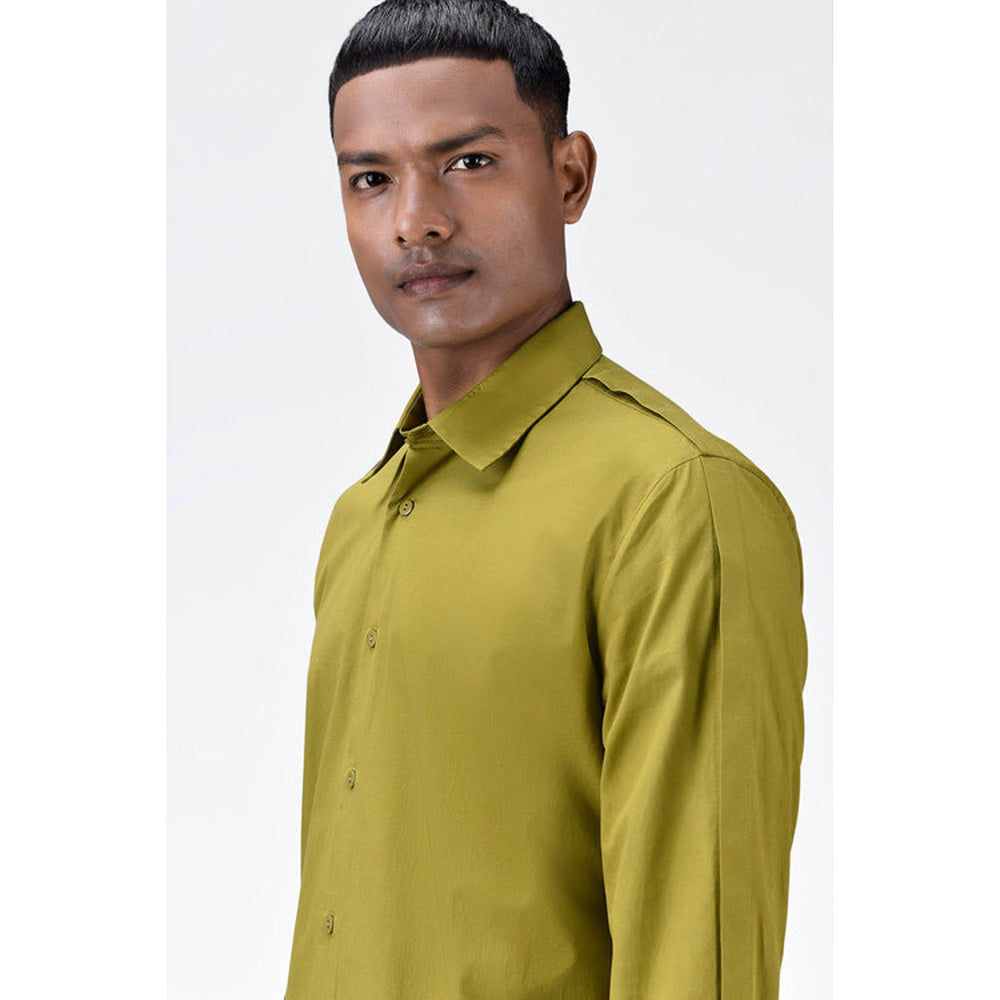 Genes Lecoanet Hemant Regular Fit Mens Solid Button-Up Shirt Bright Olive