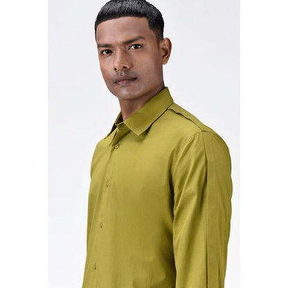 Genes Lecoanet Hemant Regular Fit Mens Solid Button-Up Shirt Bright Olive