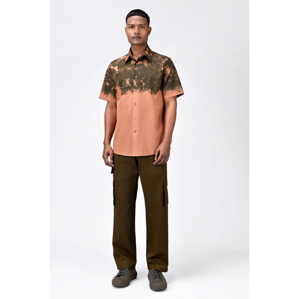 Genes Lecoanet Hemant Regular Fit Cotton Poplin Half Sleeve Shirt With Canopy Print