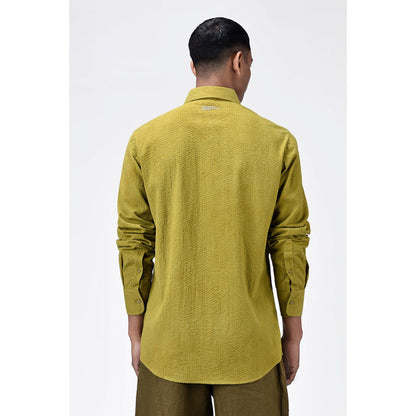 Genes Lecoanet Hemant Classic Seersucker Regular Fit Mens Button-Up Shirt-Bright Olive