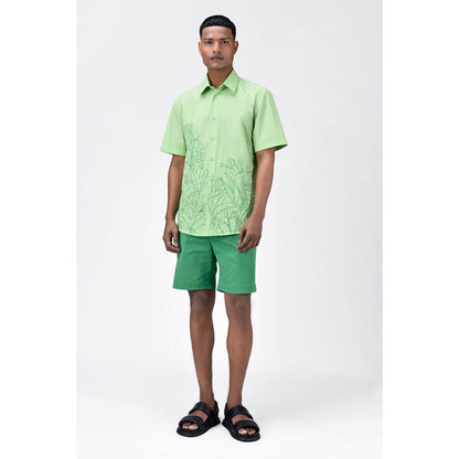 Genes Lecoanet Hemant Mens Tropical Tonal Thread Regular Fit Cotton Poplin Shirt