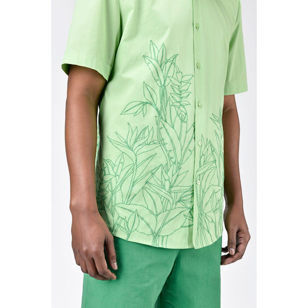 Genes Lecoanet Hemant Mens Tropical Tonal Thread Regular Fit Cotton Poplin Shirt