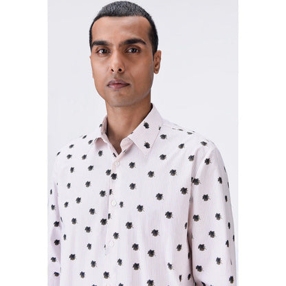 Genes Lecoanet Hemant Button-Up Shirt With Uv Flower Print - Pink Stripe