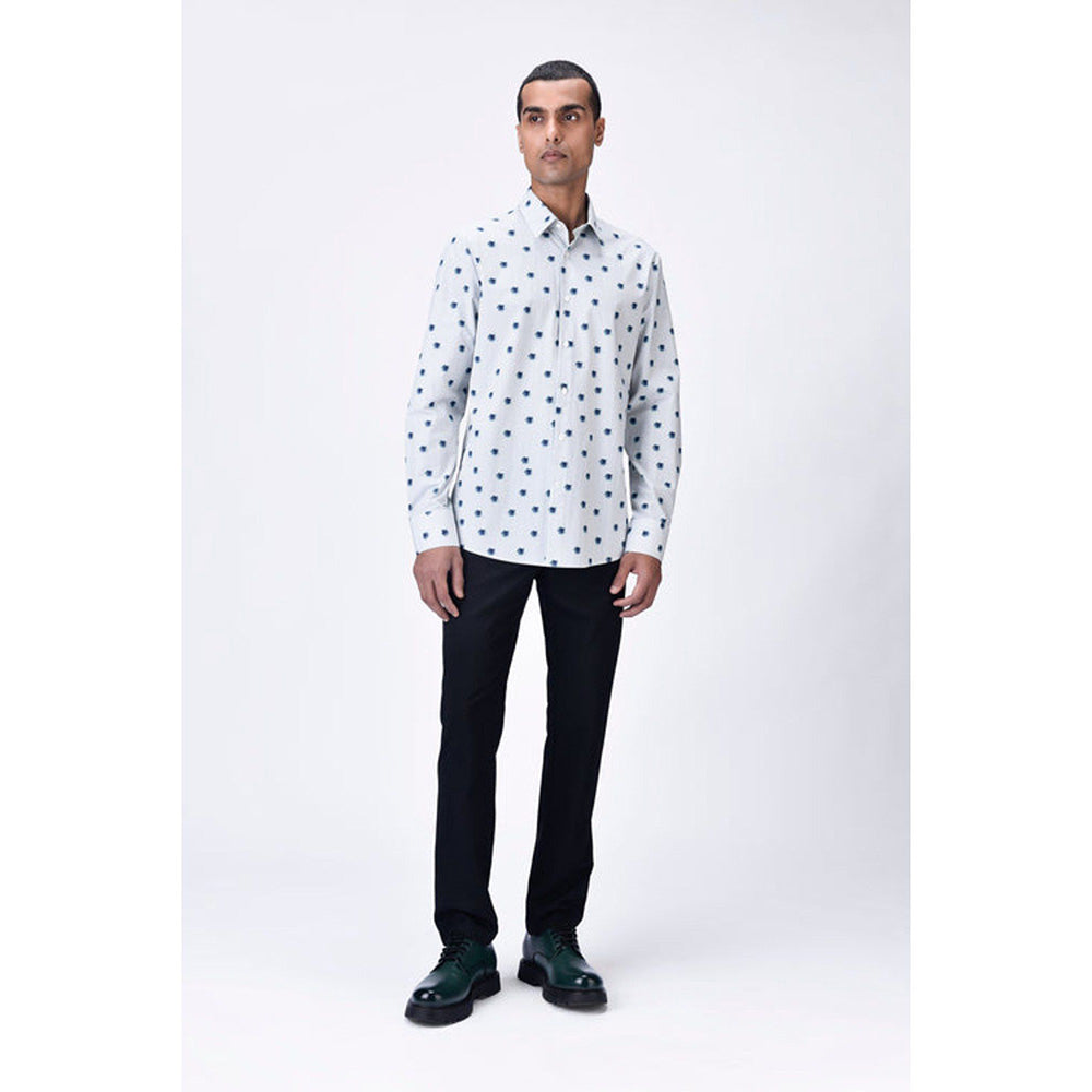 Genes Lecoanet Hemant Button-Up Shirt With Uv Flower Print - Taupe Stripe