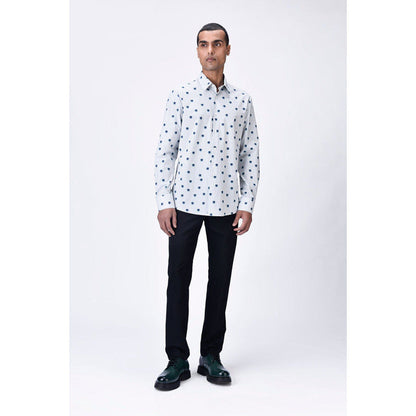 Genes Lecoanet Hemant Button-Up Shirt With Uv Flower Print - Taupe Stripe