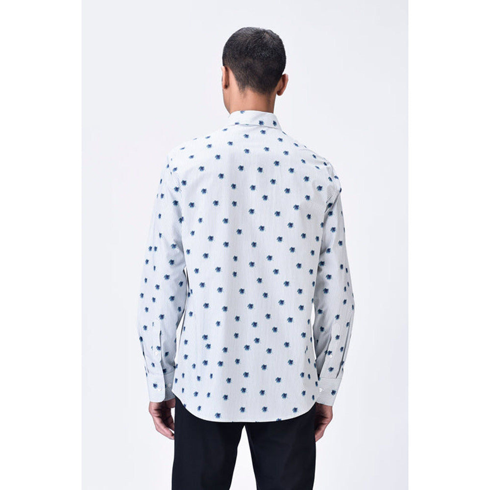 Genes Lecoanet Hemant Button-Up Shirt With Uv Flower Print - Taupe Stripe