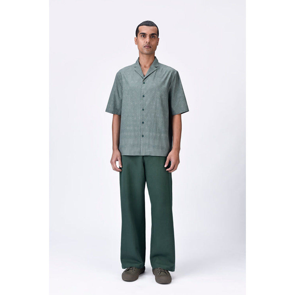 Genes Lecoanet Hemant Easy Fit Cuban Collar Shirt With Cell Chain Print