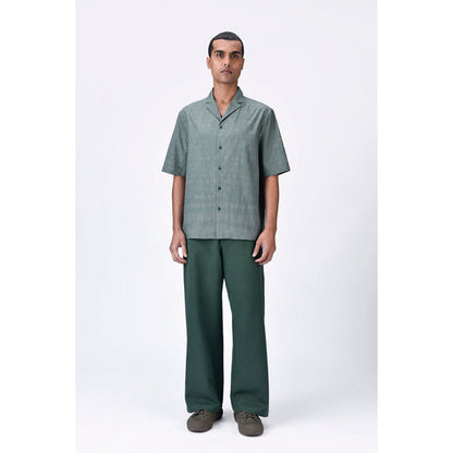 Genes Lecoanet Hemant Easy Fit Cuban Collar Shirt With Cell Chain Print
