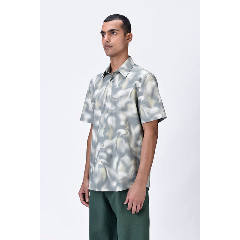 Genes Lecoanet Hemant Giza Cotton Half Sleeve Shirt With Aurora Print
