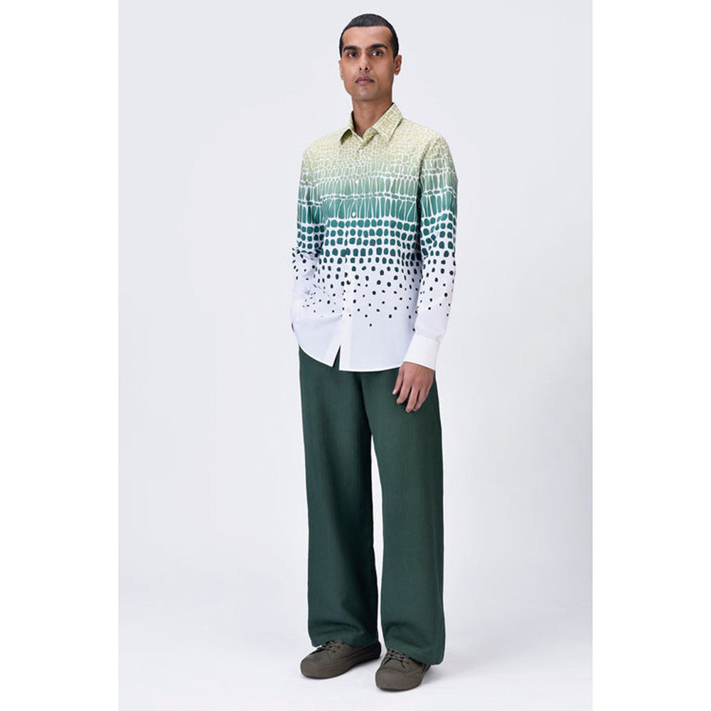 Genes Lecoanet Hemant Regular Fit Button-Up Shirt With Cell Degrade Print - Clay Multi-Color