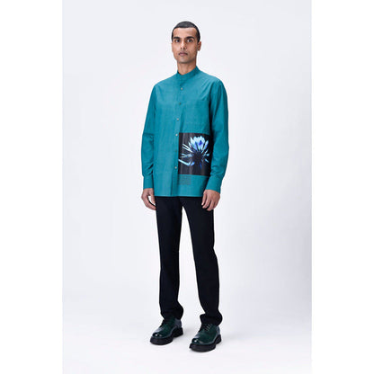 Genes Lecoanet Hemant Band Collar Shirt With Uv Flower Sticker