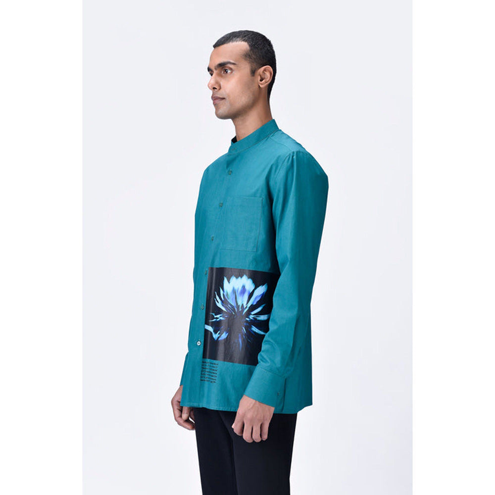Genes Lecoanet Hemant Band Collar Shirt With Uv Flower Sticker