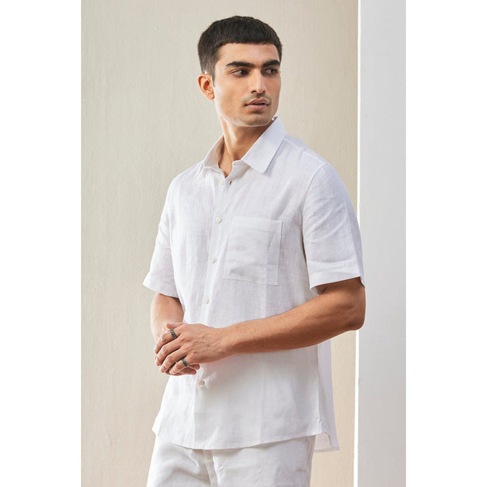 Genes Lecoanet Hemant Mens Half Sleeve Shirt With Tonal Signature Details