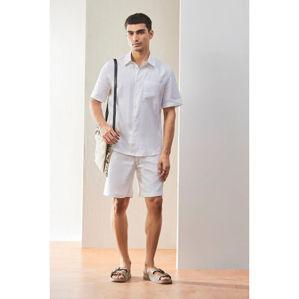 Genes Lecoanet Hemant Mens Half Sleeve Shirt With Tonal Signature Details